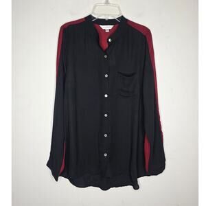 NWT Charming Charlie black wine long sleeve button down shirt -  small